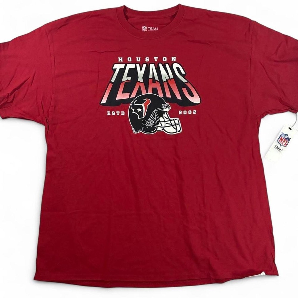 NWT NFL Houston Texans red t-shirt with white and black logo. Men's size 2XL